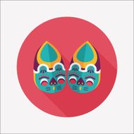 Embroidered shoes flat icon with long shadow eps10 N20