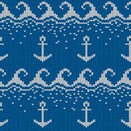 Knitted seamless pattern with anchor