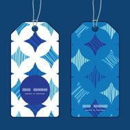 Vector blue marble tiles vertical round frame pattern tags set
