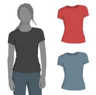 Women&#039;s Crewneck T-Shirt Mockup Template