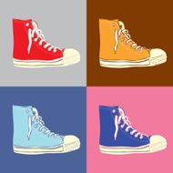 Hand drawn vintage sport shoes Pop art style
