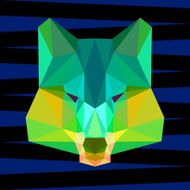 Bright green colored abstract polygonal wolf background