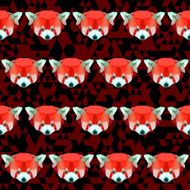 Bright polygonal red panda pattern background