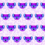 Bright purple polygonal koala pattern background