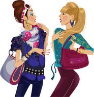 two chattering fashion girls