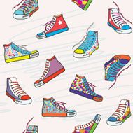 Seamless pattern with sneakers - funny bright design