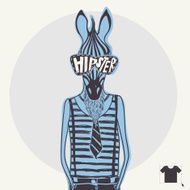 Hand Drawn Fashion Portrait Of Hipster Zebra N4