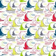 Seamless nautical pattern with ships N2