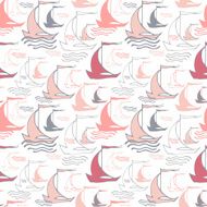 Seamless nautical pattern with sailing boats