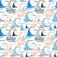 Seamless nautical pattern with sailing boats N2