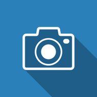 camera icon with long shadow