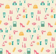 Hairstyling fashion and makeup seamless pattern