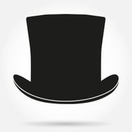 Silhouette symbol of black gentleman hat cylinder vector background