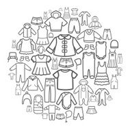 Line icons of children clothing