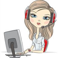 vector young beautiful girl telephone operator N9