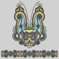 Neckline ornate floral paisley embroidery fashion design ukrain N49