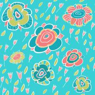 Vector seamless pattern with flowers and tulips Summer template