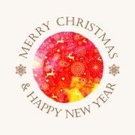 Christmas circle watercolor greeting card