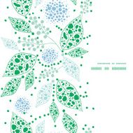 Vector abstract blue and green leaves vertical frame seamless pattern