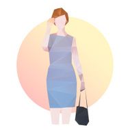 Fashion business woman in blue dress N25