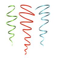 twisted shining ribbons with different colors on white backgroun