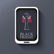 Black Friday sales invitation in smartphone Eps10 vector illustration