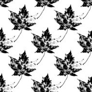 Seamless background with leaves Black and white endless pattern N7