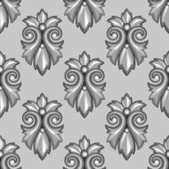 Seamless pattern with baroque ornamental floral silver elements N2