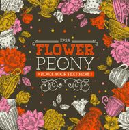 Peony Flower Vintage Composition N2