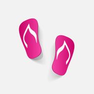 Realistic paper sticker beach flip flops N5