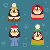 Holiday illustrations Penguins family