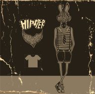 Hand Drawn Fashion Portrait Of Hipster Zebra N5