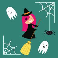 Cute witch with ghosts
