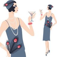 Retro young beautiful girl of 1920s style N4