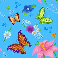 background of colorful butterflies flying and flowers N3