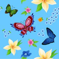 background of colorful butterflies flying and flowers N5