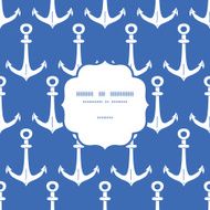Vector anchors blue and white frame seamless pattern background