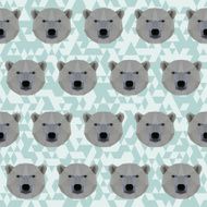 Polygonal white bear abstract geometric seamless pattern background