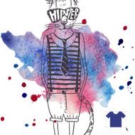 Hand Drawn Fashion Portrait Of Hipster Cat N3