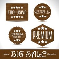 Set icons Premium quality best choice labels on wood textured