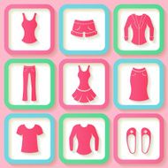 Set of 9 icons female clothing