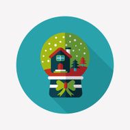snow globe and gifts flat icon with long shadow eps10 N34