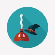 Witch broom flat icon with long shadow eps10 N23