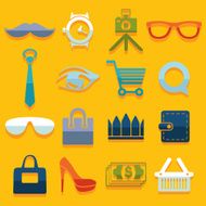 Set of fashion flat icons N129