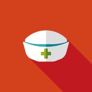 nurse hat flat icon with long shadow N12