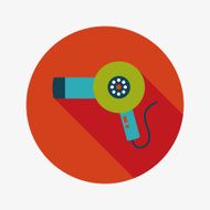 Hair dryer flat icon with long shadow N9