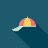 Peaked cap flat icon with long shadow N8