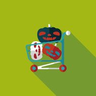 pumpkin shopping flat icon with long shadow eps10 N6