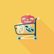 pumpkin shopping flat icon with long shadow eps10 N7