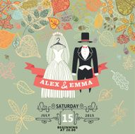 Vintage wedding invitation Wedding wear autumn leaves N2